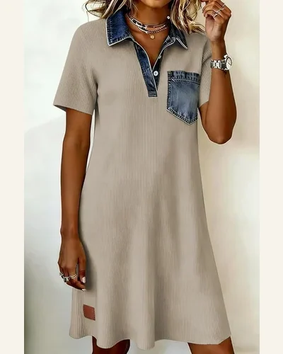 Patchwork Dress Polo T-Shirt Dress, view 3