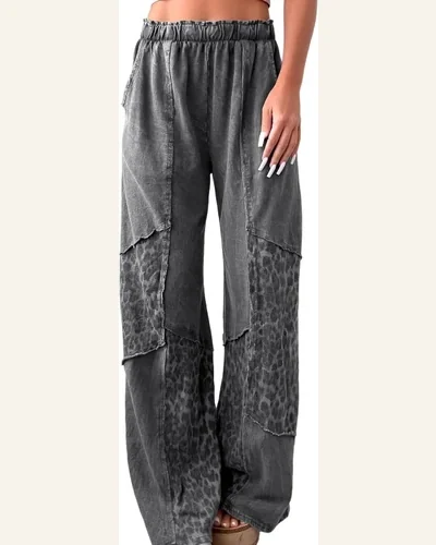Patchwork Wide Leg Pants with Pockets, view 1