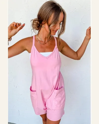 Summer Casual Rompers Sleeveless Loose Outfits Spaghetti Straps, view 4