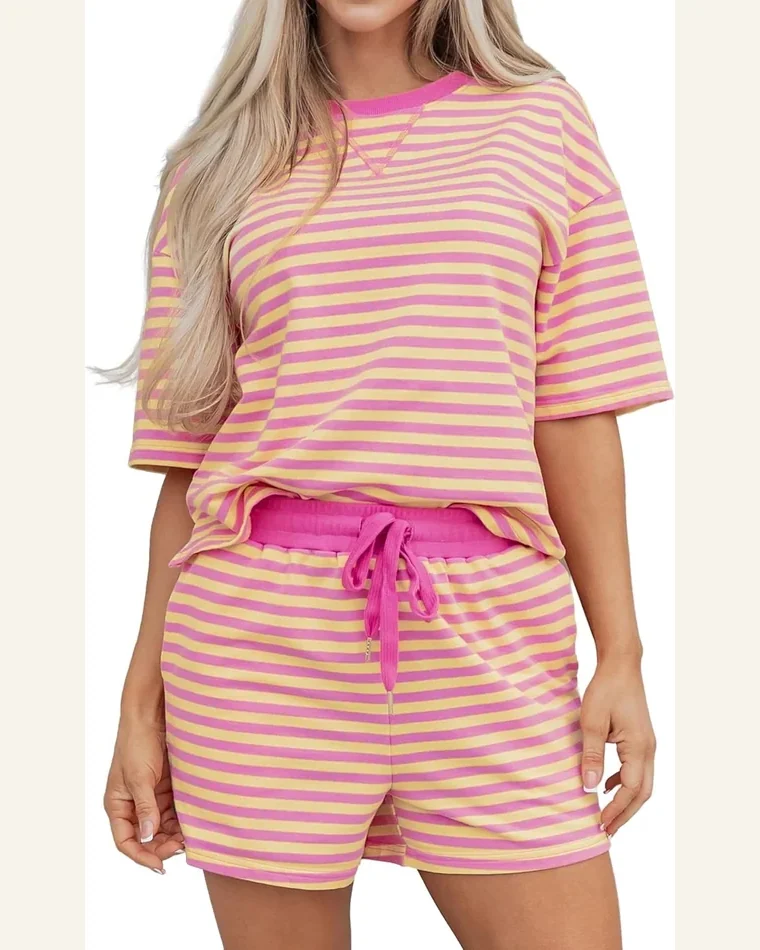 Striped Workout Set 2 Piece Summer Outfits Drop by SELINK