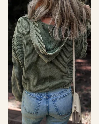 Casual Mist Green Mineral Wash Ribbed Knit Pullover, view 4