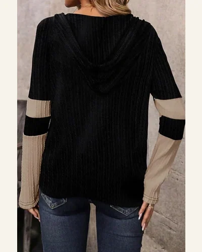 Tunic Tops Casual Parchment Textured Colorblock Long Sleeve, view 2
