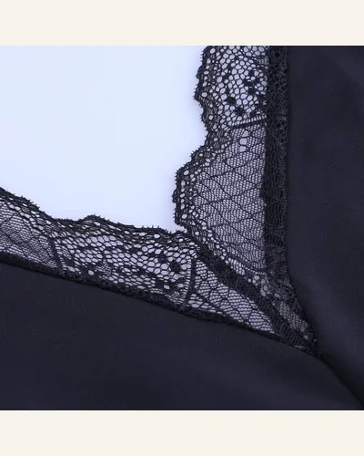 Spaghetti Strap Lace V Neck Tank Tops Chiffon, view 3
