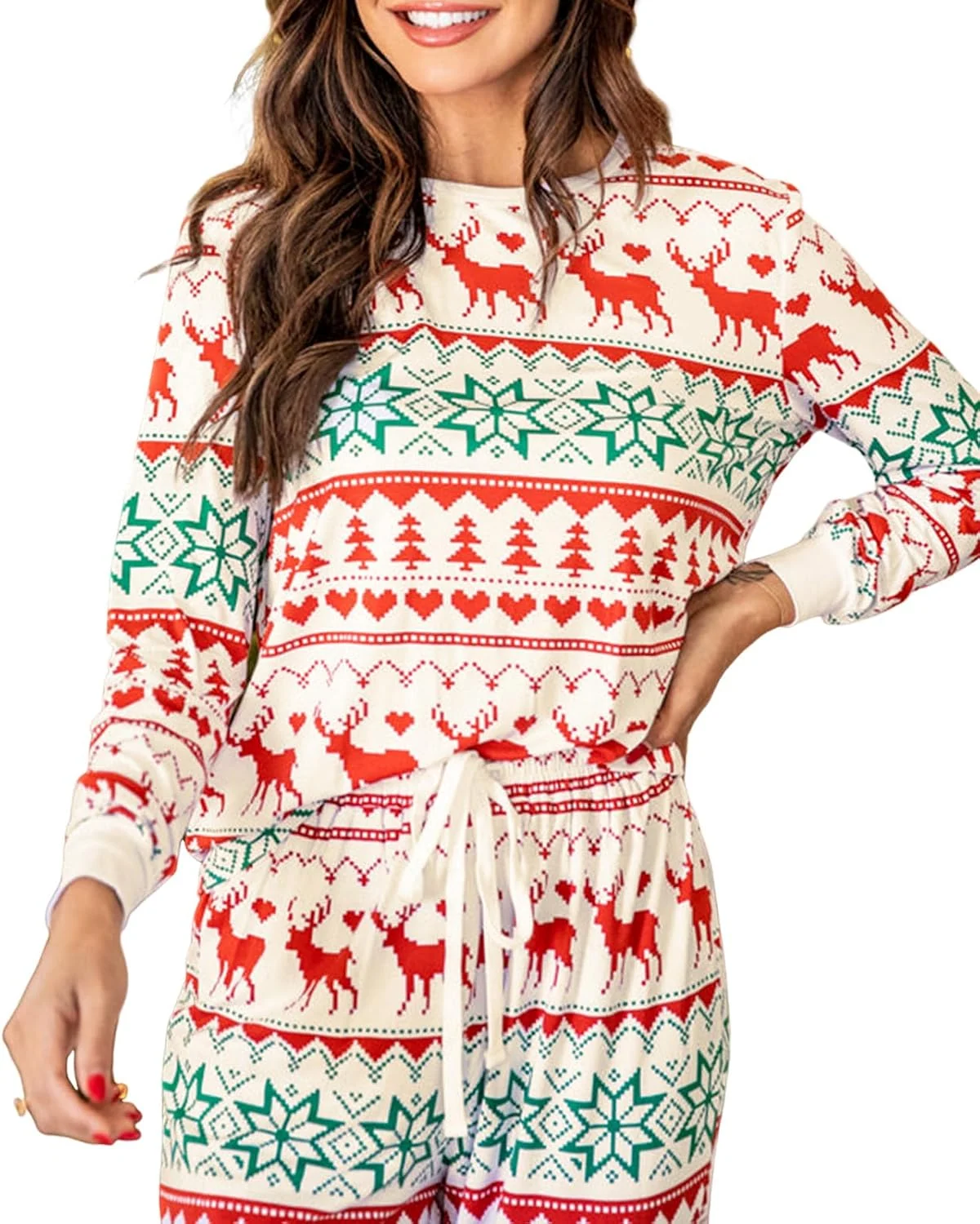 Christmas Santa Pajama Set Long Sleeve Top by SELINK