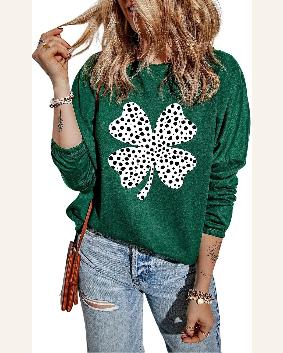 St Patricks Day Sweatshirt Lucky Shamrock Long Sleeve by SELINK