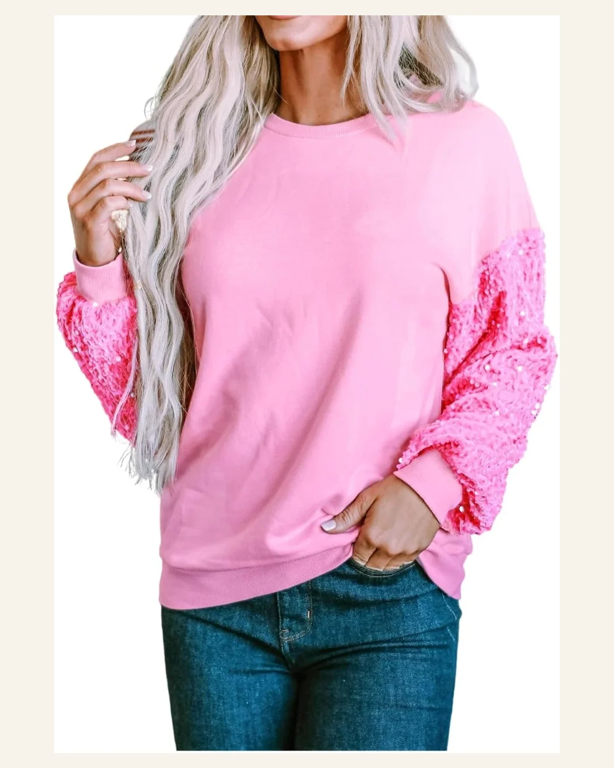 Tunic Tops Elegant Patchwork Long Sleeve Pullover Top by SELINK