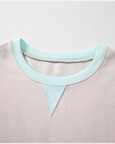 Striped Oversized Sweatshirt Color Block Crewneck Long Sleeve, view 4