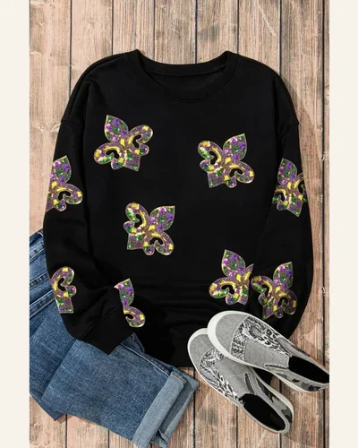 Sweatshirt Oversized Crewneck Long Sleeve Pullover Top, view 3