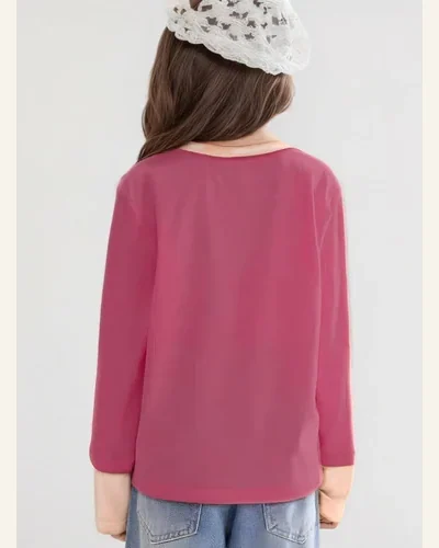 Girls Casual Color Block Long Sleeve T Shirt, view 4