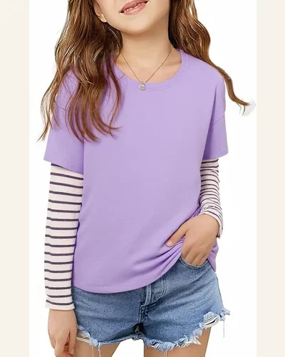 Girls Casual Sleeve T Shirt Big Kid Long, view 1