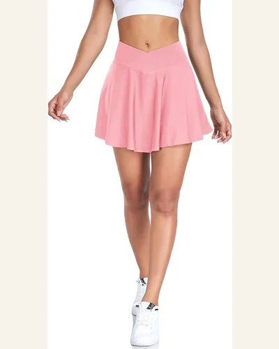Tennis Skirt with Shorts and Pockets Crossover High, view 2