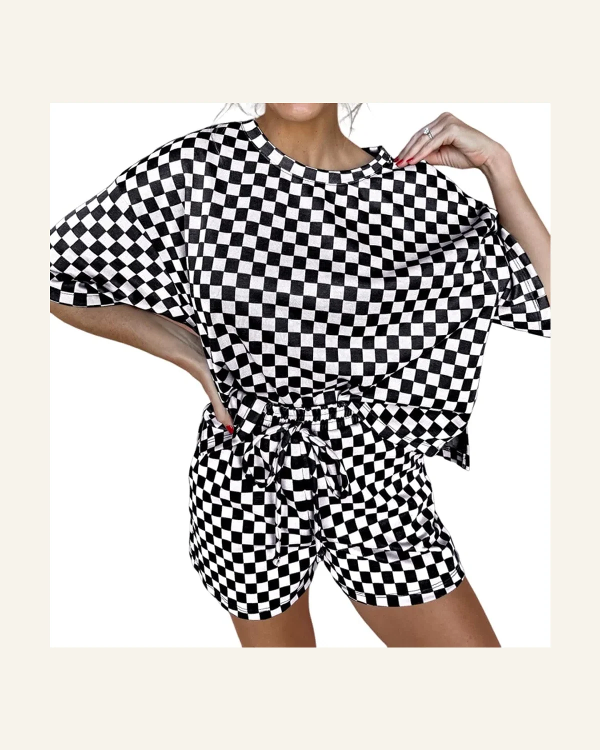 2 Piece Outfits Casual Checkered Top and Short by SELINK
