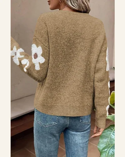 Pullover Sweater Tops Casual Jet Stream Flower Sleeve, view 2