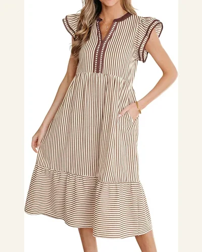 Summer Midi Dresses Casual V Neck Ruffle Short, view 4