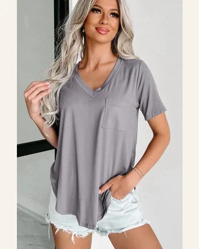 Short Sleeve T Shirt Casual Medium Grey, view 3