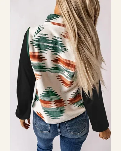 Fleece Vest Aztec Sleeveless Snap Button Down Jacket, view 2