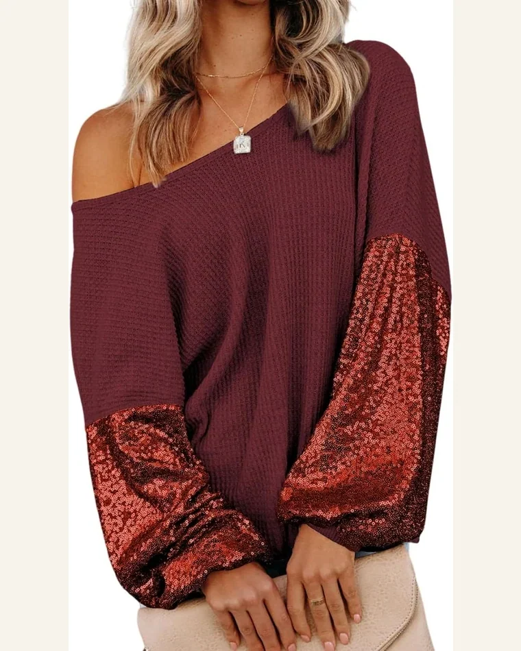 Tunic Tops Casual Patchwork Sleeve Open Back Waffle by SELINK