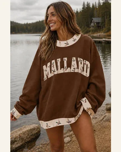 Casual Western Graphic Baggy Pullover Sweatshirt, view 2