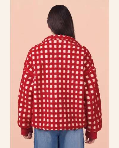 Casual Plaid Zip Up Long Sleeve Warm Coat, view 2