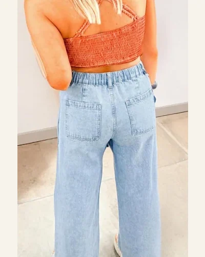 Casual Beau Blue Studded Side Slit Leg Frayed Jeans, view 2