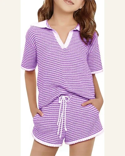 Girls Sweater Set 2 Piece Outfits Half Sleeve, view 4
