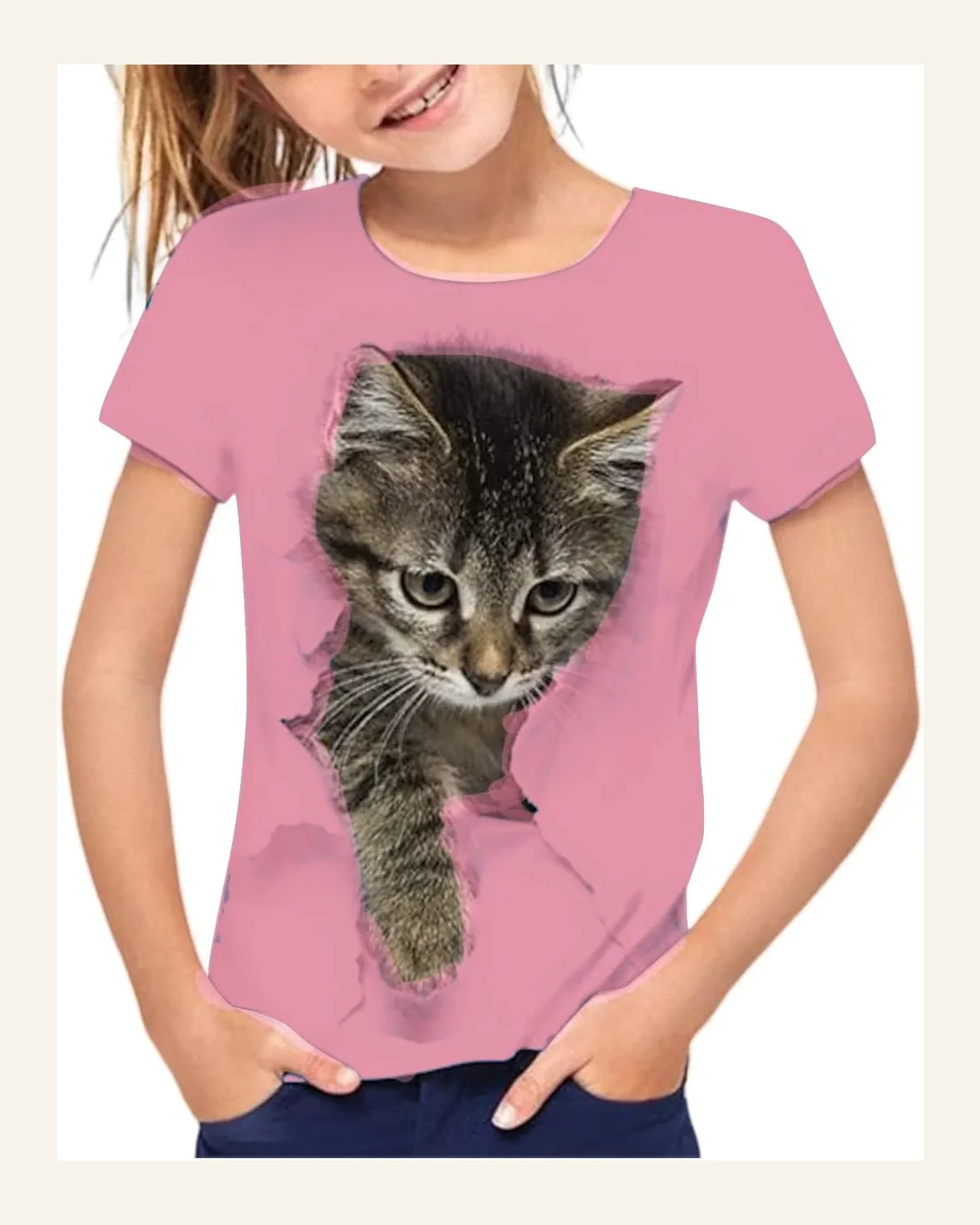 Girls Short Sleeve Casual 3D Graphic T Shirts by SELINK