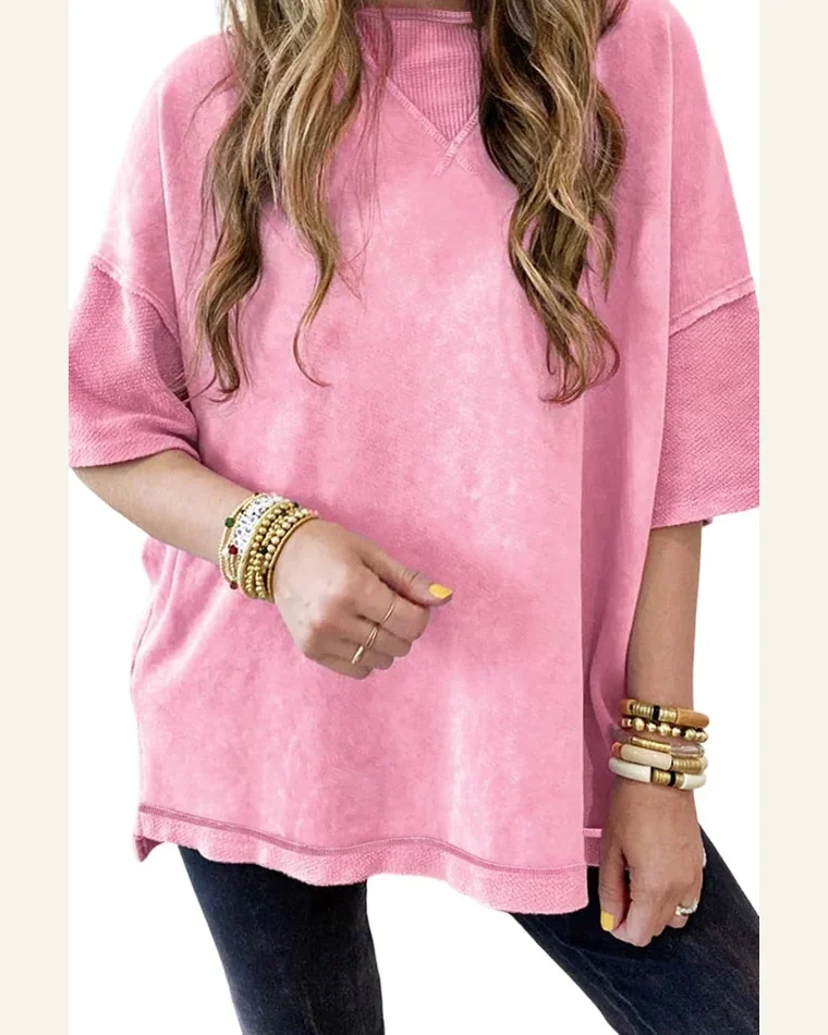 Short Sleeve T Shirt Casual Strawberry Pink Mineral by SELINK