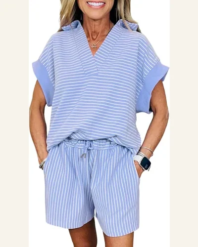 Striped Two Piece Sets Summer Lounge Outfits Casual, view 4