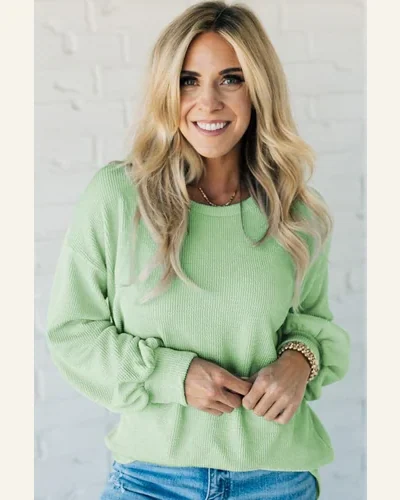 Tunic Tops Casual Moonlight Jade Solid Cord Ribbed, view 4