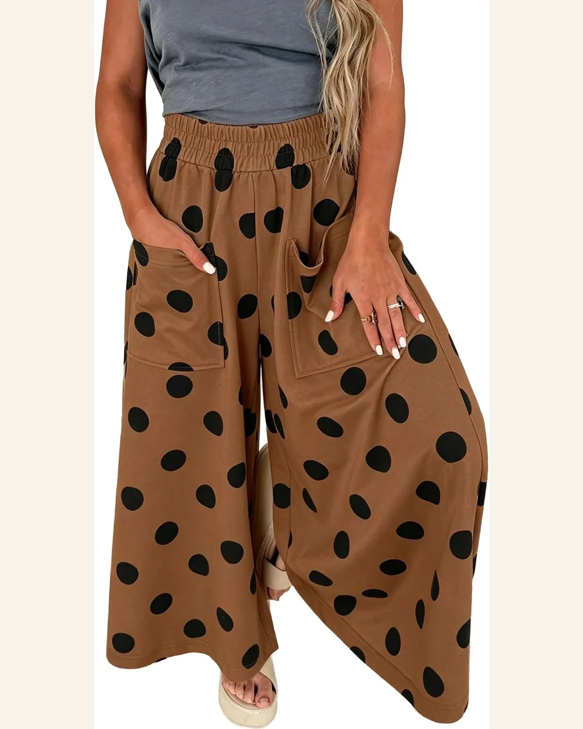 Polka Dot Wide Leg Lounge Pants High Waist by SELINK
