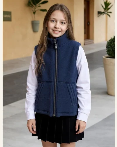 Boys Girls Polar Fleece Vest Full-Zip Lightweight Sleeveless, view 4