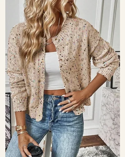 Cardigan Sweater Elegant Aruba Rhinestone Decor Confetti Sweater, view 2