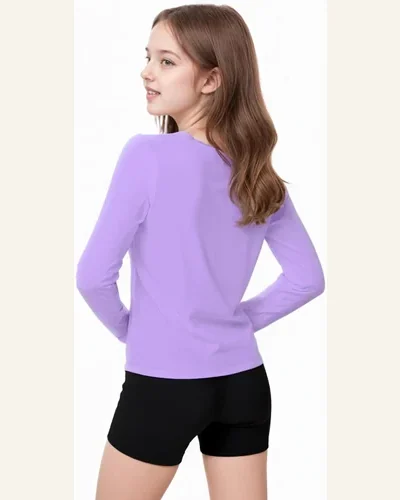 Girls Long Sleeve Athletic Shirts Crewneck Gym Tees, view 2