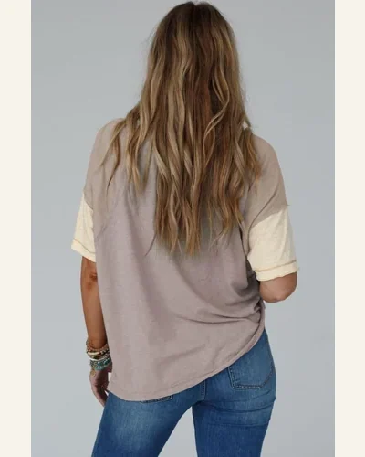 Short Sleeve T Shirt Casual Simply Taupe Exposed, view 2