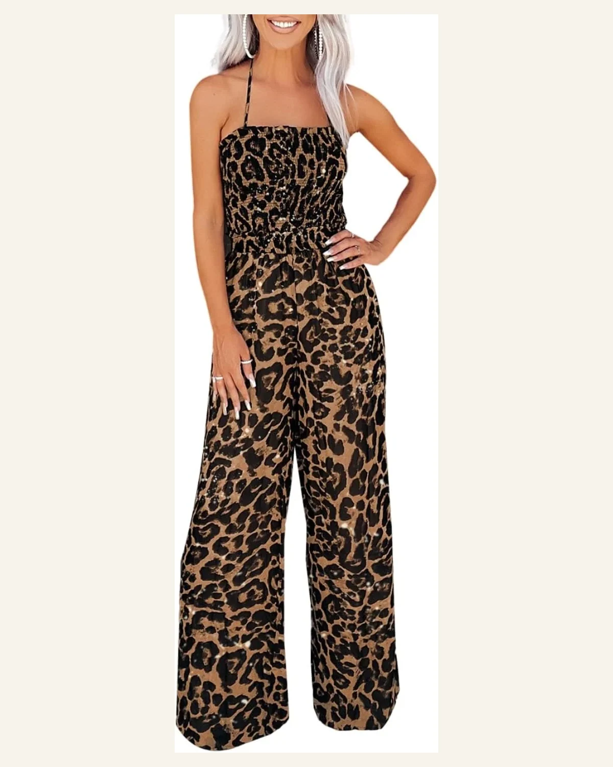 Jumpsuits Halter Neck Backless Wide Leg Jumpsuit Sleeveless by SELINK