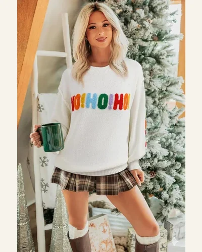 HO HO HO Merry Christmas Sweater Holiday Sweater, view 4