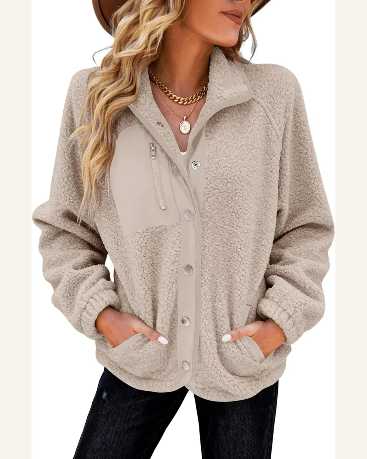 Fleece Jacket Aztec Snap Button Down Warm Coats by SELINK