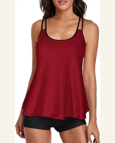 Tankini Swimsuit 2023 Flowy Tummy Control Swimwear Two, view 3