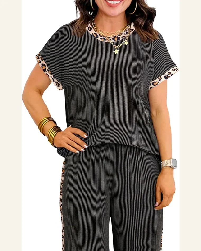 Two Piece Sets Summer Outfits Ribbed Cap Sleeve by SELINK