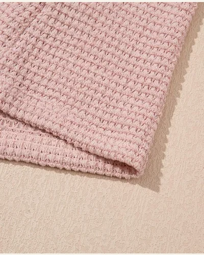 Summer Tops Short Sleeve Crewneck Waffle Knit Shirts, view 4