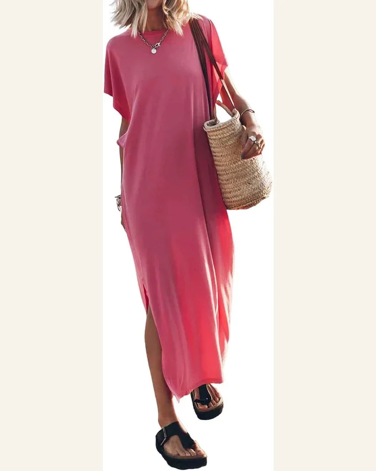Casual Loose Pockets Long Dress Summer Beach Batwing by SELINK