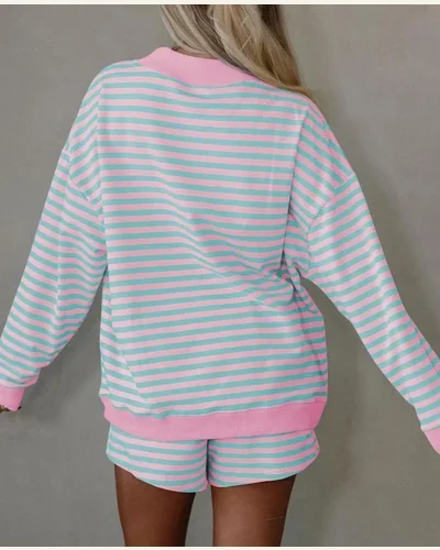 2 Piece Outfits Stripe Color Block Long Sleeve Set, view 2