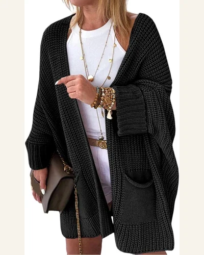 Cardigan Sweater Casual Oversized Fold Over Sleeve Open, view 4
