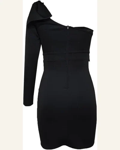 Cut Out Bow Knot One Shoulder Elegant Bodycon Dress, view 4