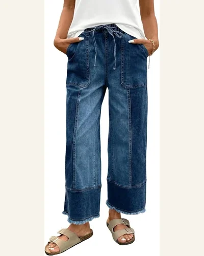 Casual Drawstring Seam Raw Hem Pants with Pockets, view 4