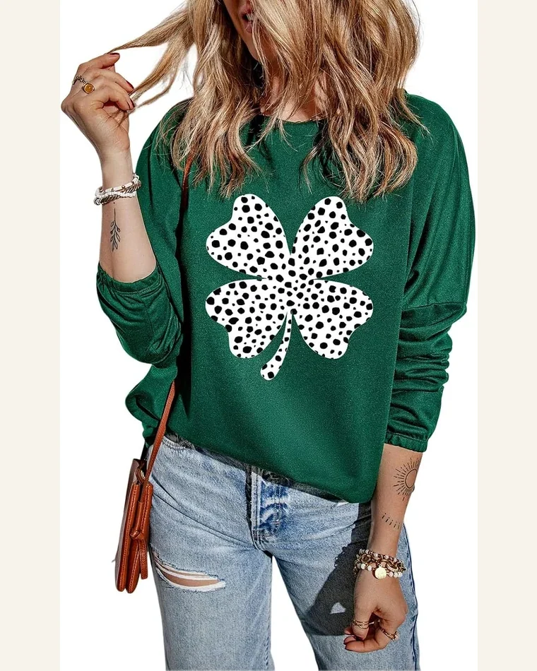 St Patricks Day Sweatshirt Lucky Shamrock Long Sleeve by SELINK
