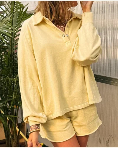 2 Piece Outfits Long Sleeve Casual Button Lapel Set, view 2