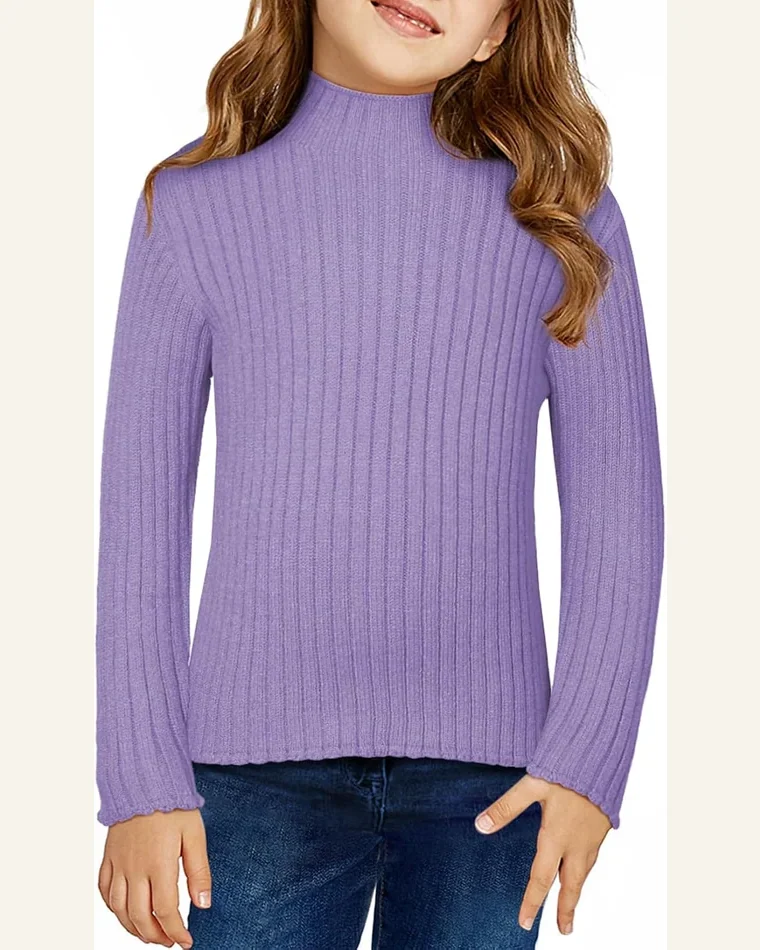 Girls Casual Puff Long Sleeve Sweaters Crewneck Rib by SELINK