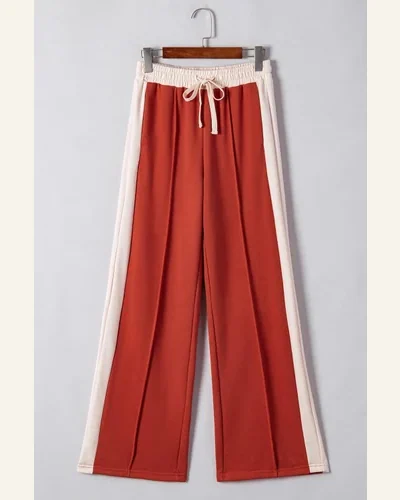 Casual Color Block Drawstring Pants with Pockets Elastic, view 4
