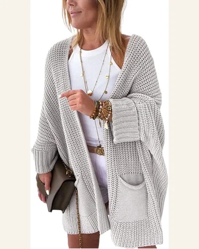 Cardigan Sweater Casual Oversized Fold Over Sleeve Open, view 1